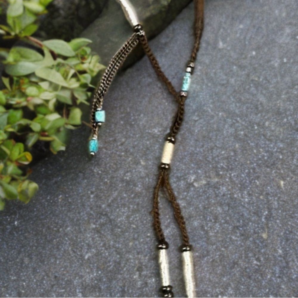 NWT Johnny Was Bohemian Leather Pendant Tassel Statement Necklace - Picture 3 of 16